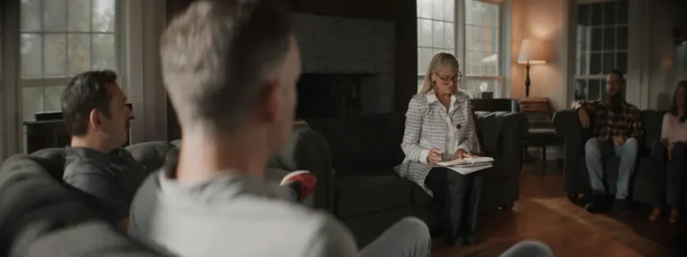 Adults gathered in a comfortable living room